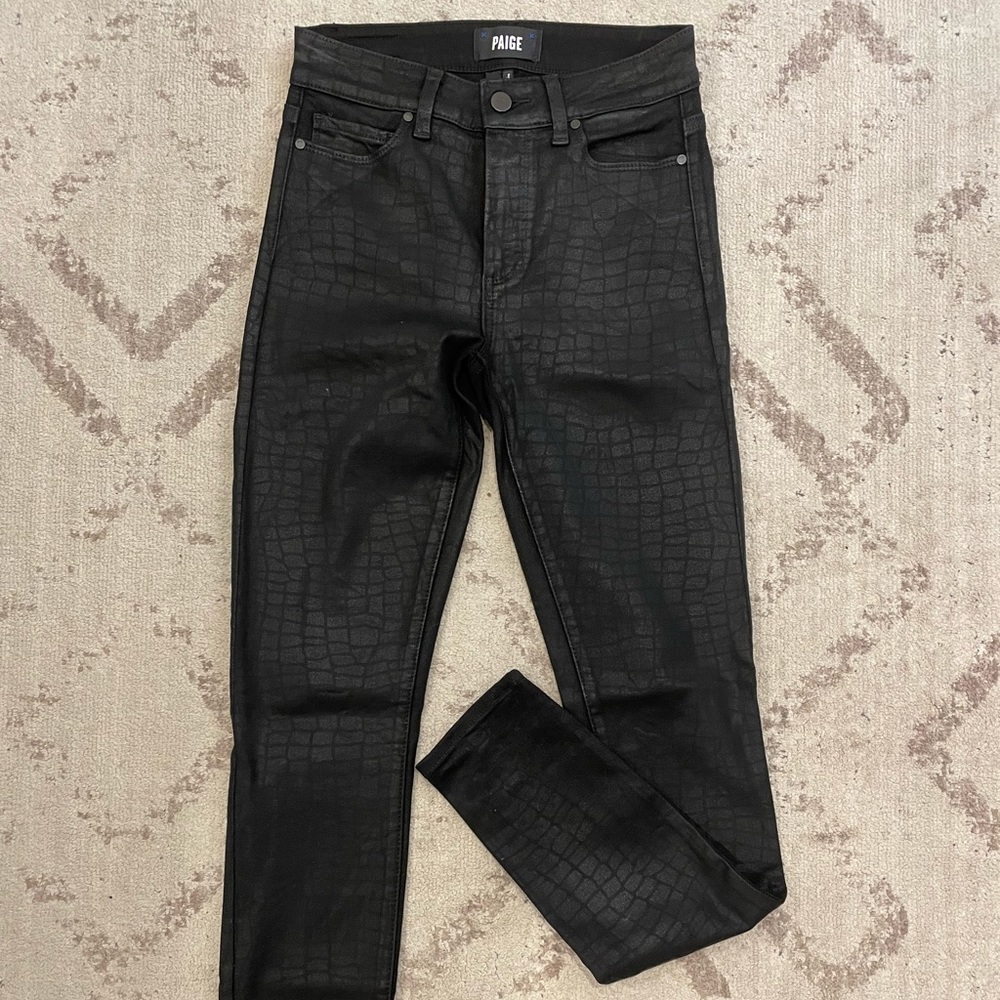 Paige Crocodile Coated Skinny Jeans